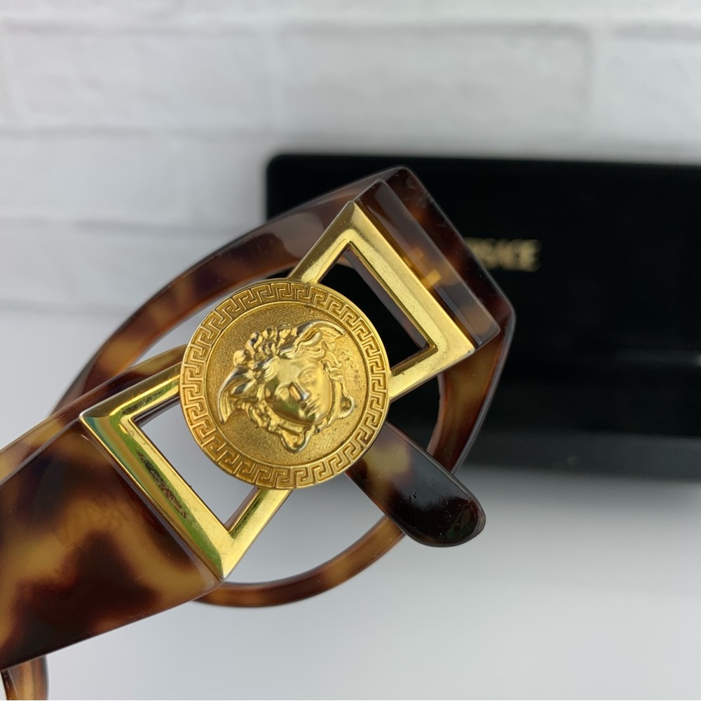 RARE Vintage GIANNI VERSACE MOD 424/ COL.869 OD Tortoise Sunglasses - Picture 2 of 11